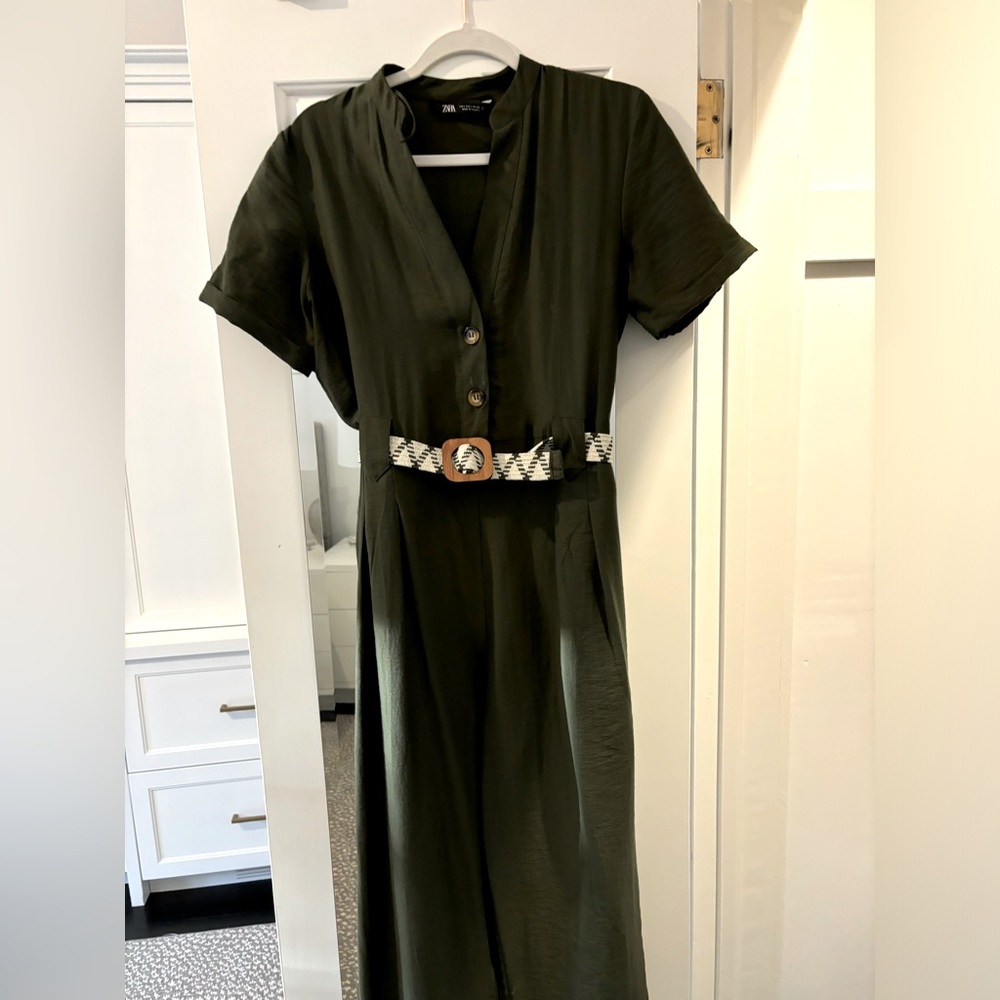 Zara button up jumpsuit with belt